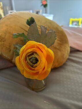 Yellow Faux Ranunculus Stem - Decorative Home Accent
